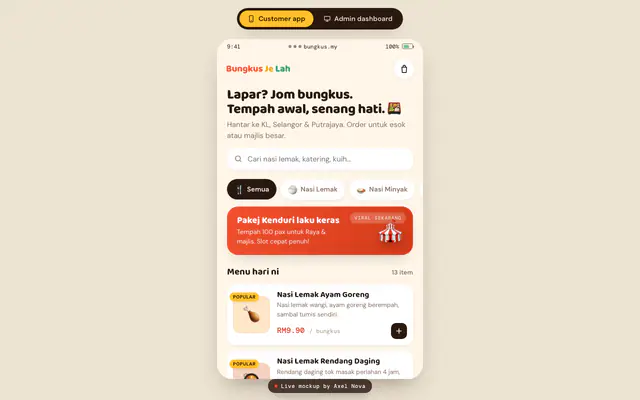 Bungkus Je Lah ordering and catering